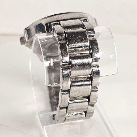 Geneva Quartz Watch Silver Tone 40mm Crystal Bezel Japan Movt New Battery - Picture 11 of 14